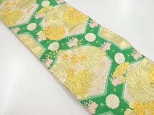 アンティーク　亀甲に菊・葵模様織り出し袋帯（材料）